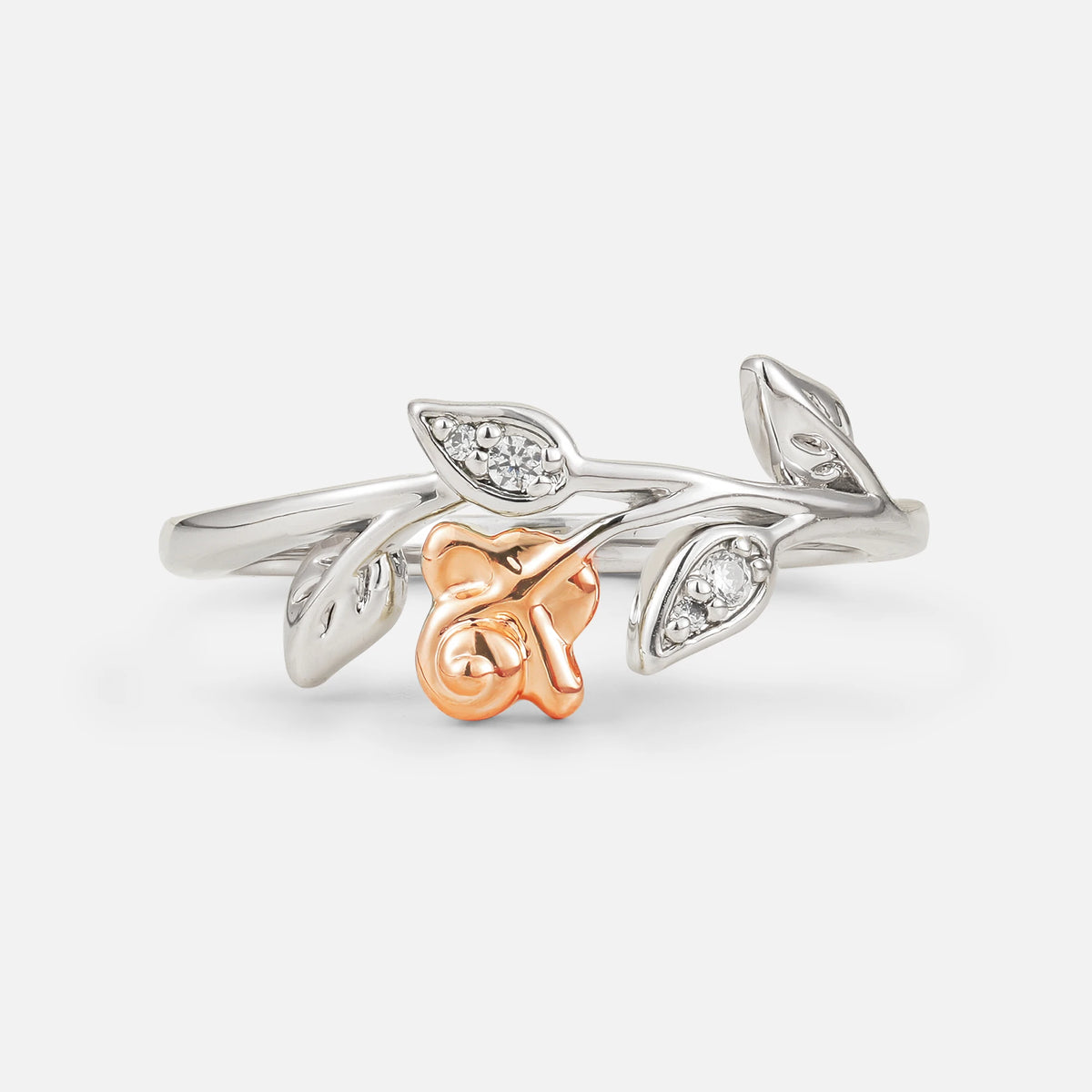 Floral Moissanite Statement Ring with Sculpted Leaf and Blossom Detail - Additional view