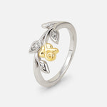 Floral Moissanite Statement Ring with Sculpted Leaf and Blossom Detail - Additional view