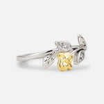 Floral Moissanite Statement Ring with Sculpted Leaf and Blossom Detail - Additional view