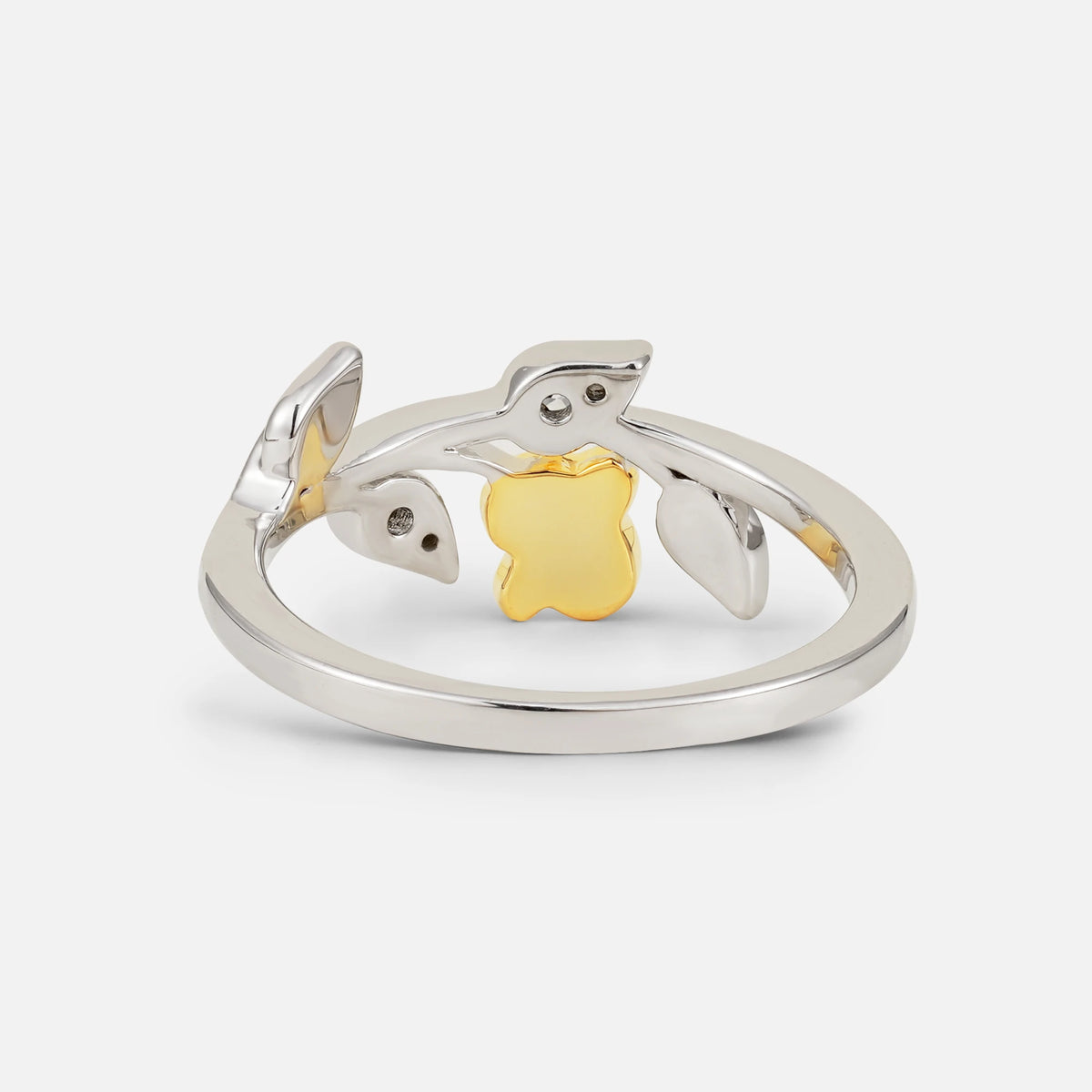 Floral Moissanite Statement Ring with Sculpted Leaf and Blossom Detail - Additional view