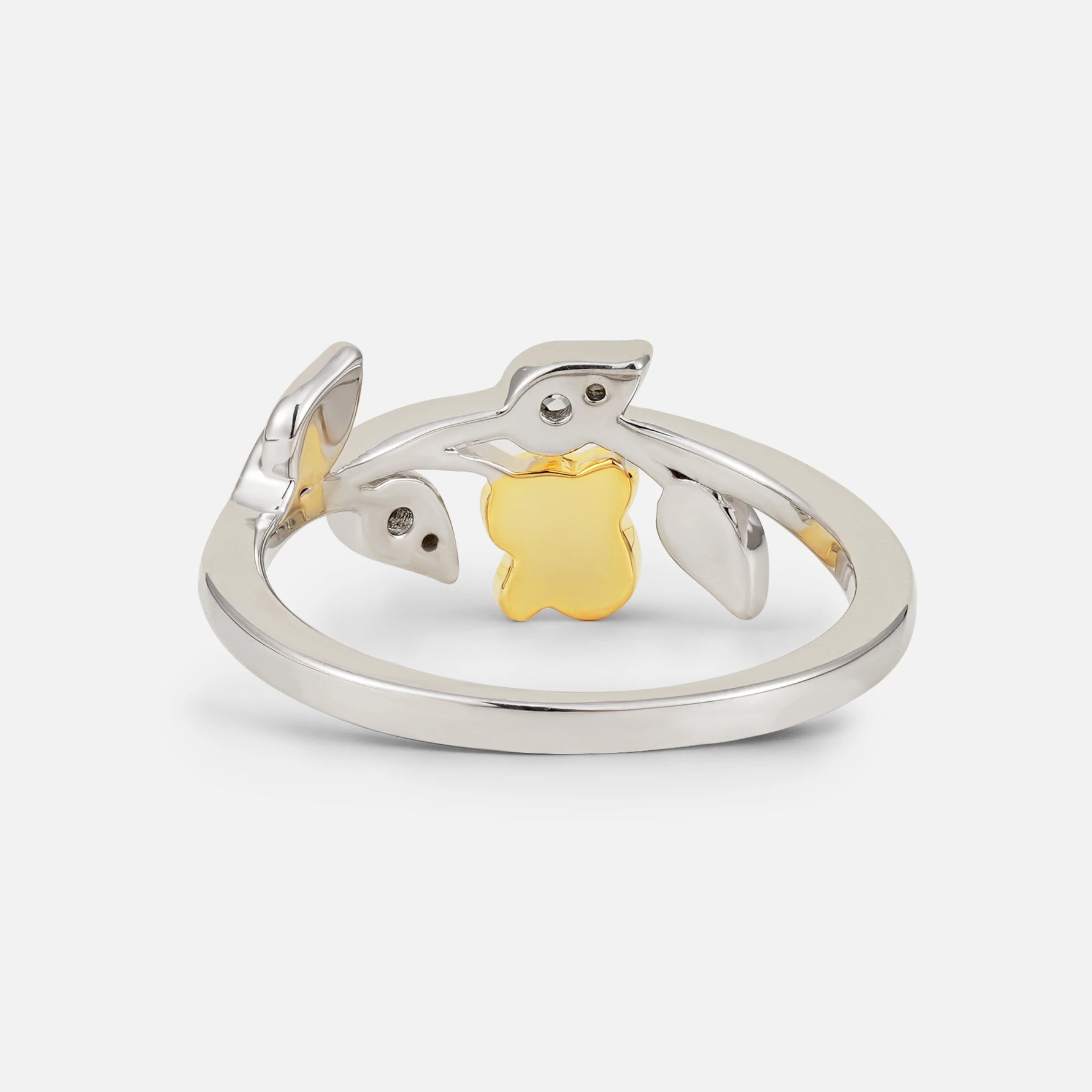 Floral Moissanite Statement Ring with Sculpted Leaf and Blossom Detail - Additional view