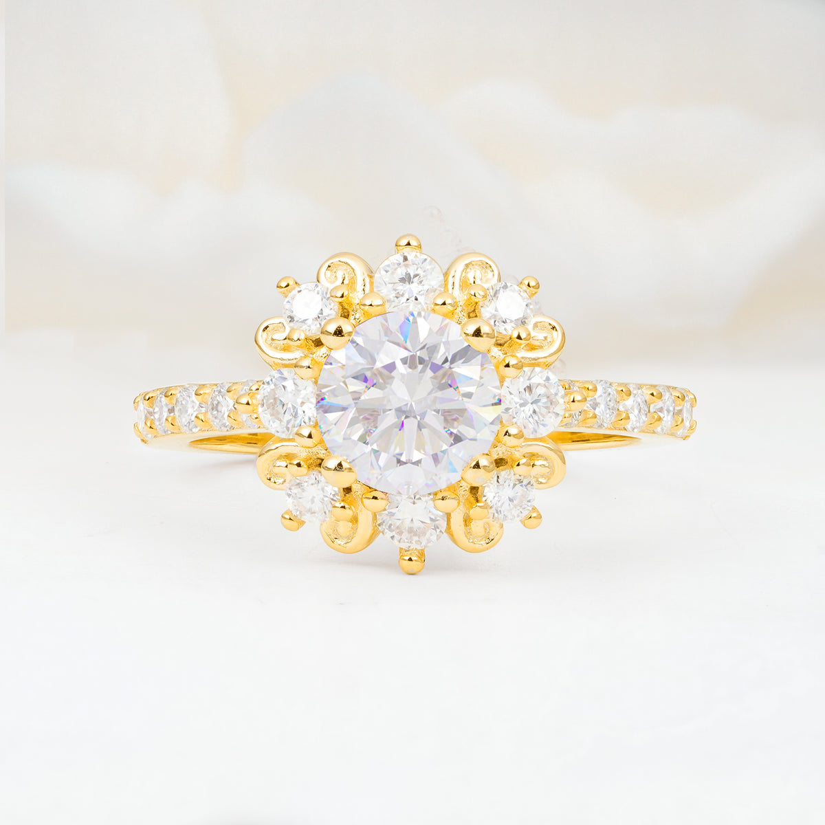 SR12539 Moissanite Ring - Yellow-Gold