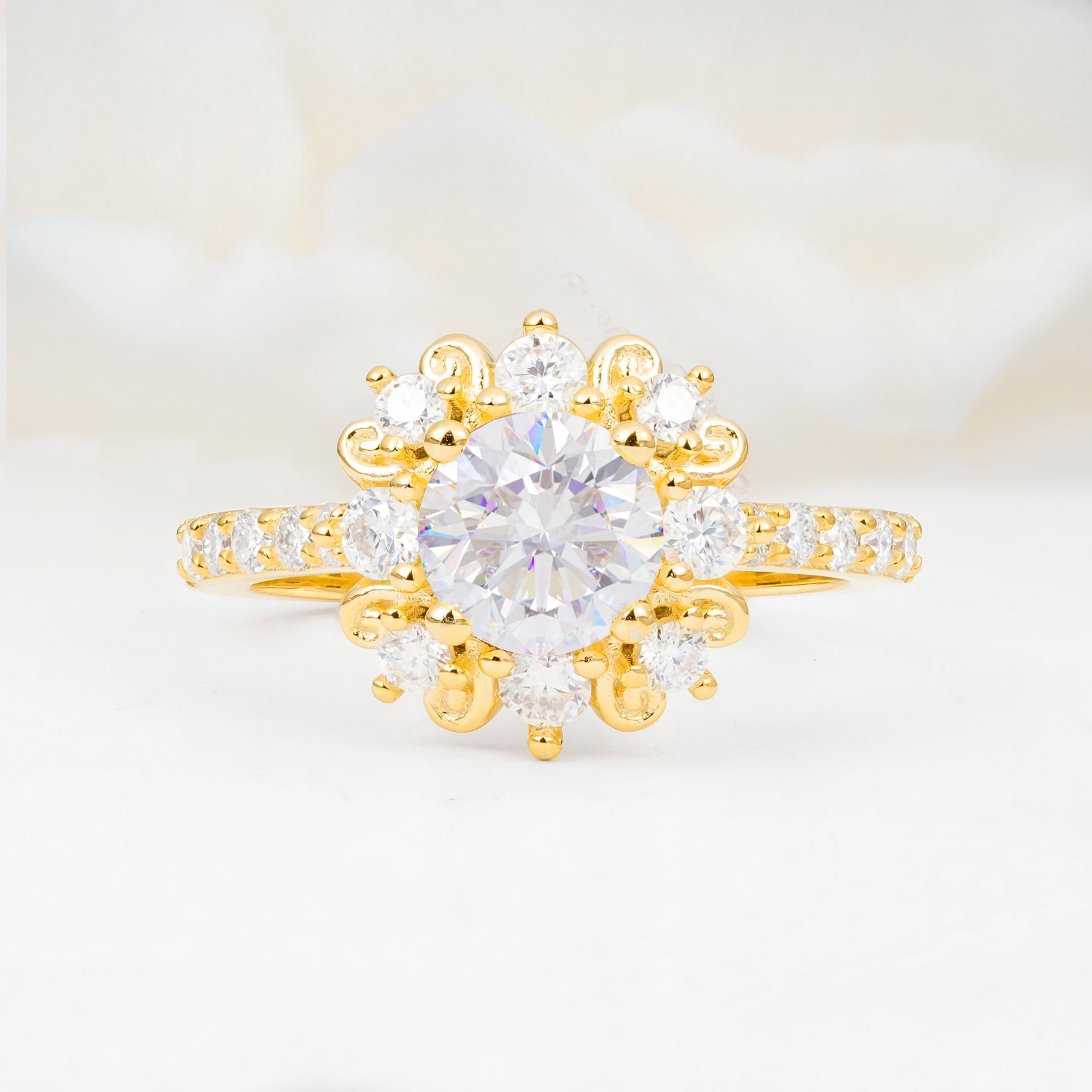 SR12539 Moissanite Ring - Yellow-Gold