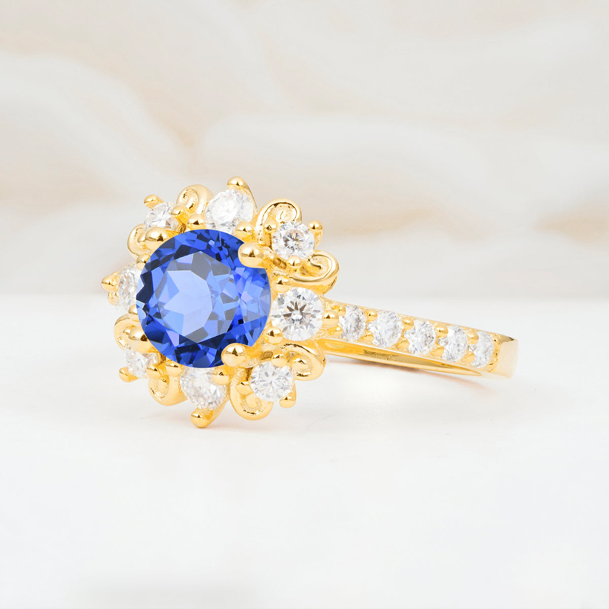 SR12539 Sapphire Ring - White-Gold