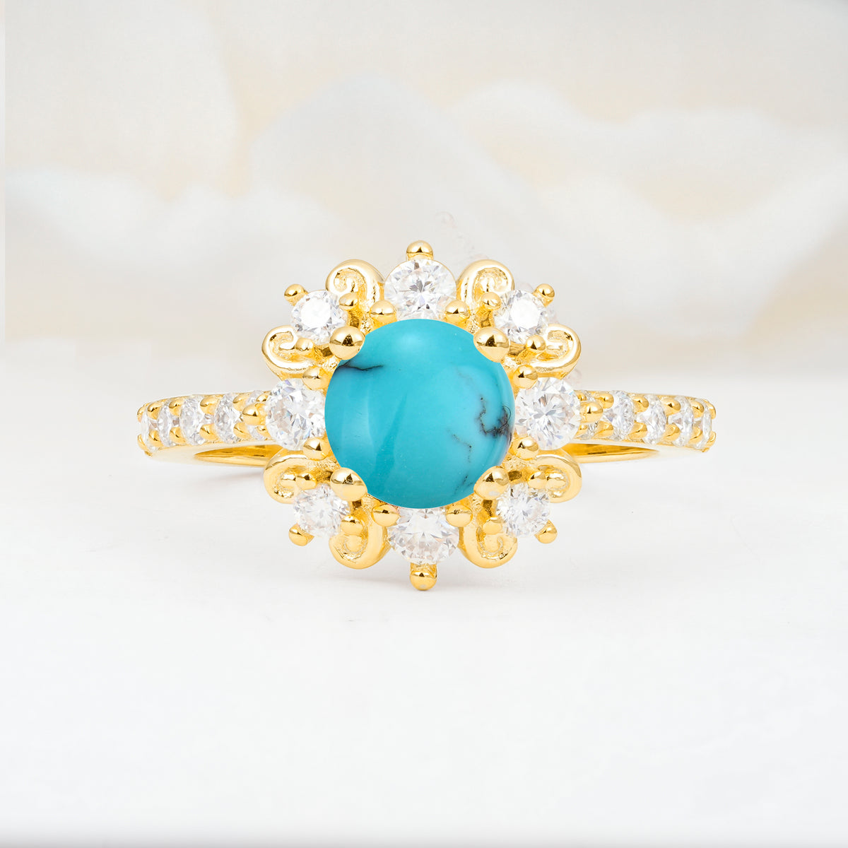 SR12539 Turquoise Ring - Yellow-Gold