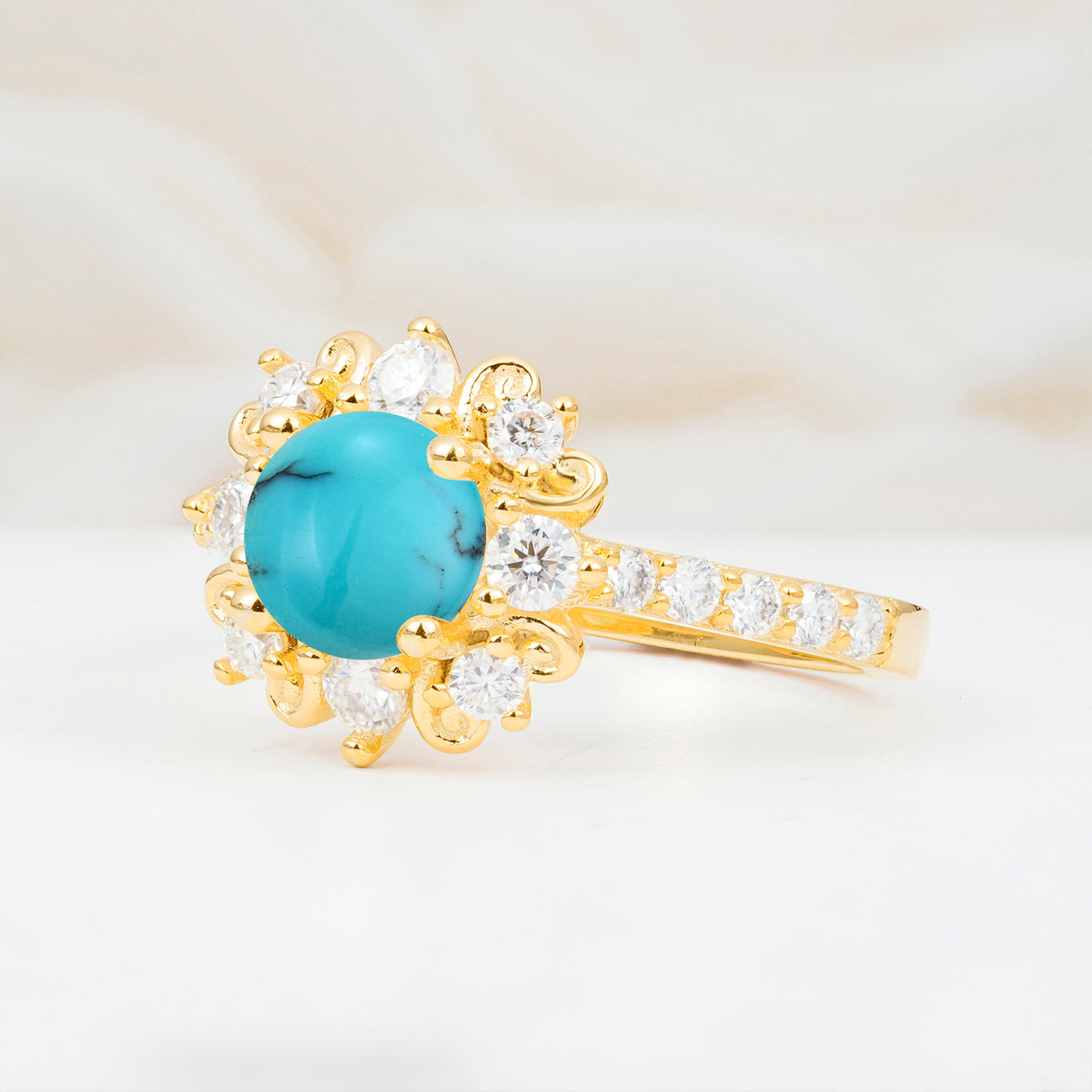 SR12539 Turquoise Ring - White-Gold