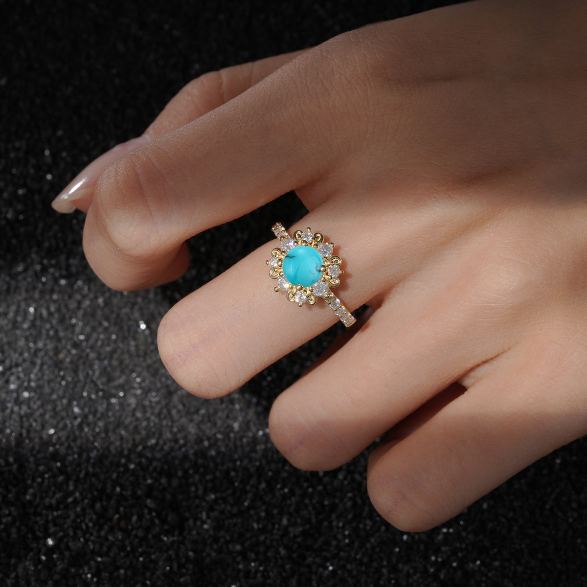 SR12539 Turquoise Ring - Rose-Gold