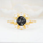 SR12539 Black Rutilated Quartz Ring - Yellow-Gold