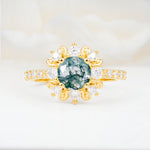 SR12539 Moss Agate Ring - Yellow-Gold