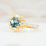 SR12539 Moss Agate Ring - White-Gold
