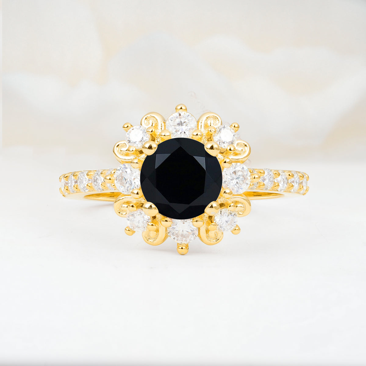 SR12539 Black Onyx Ring - Yellow-Gold
