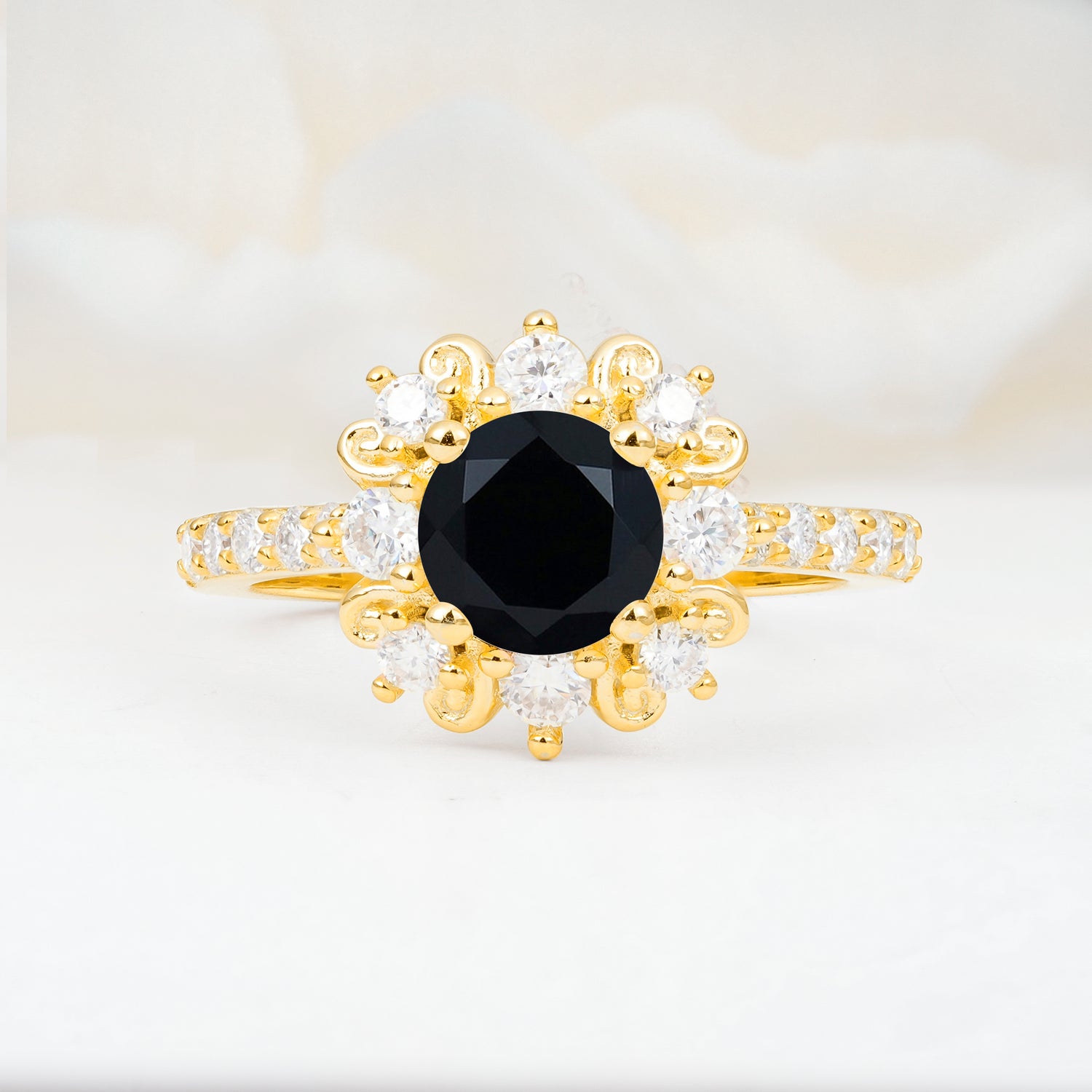 SR12539 Black Onyx Ring - Yellow-Gold