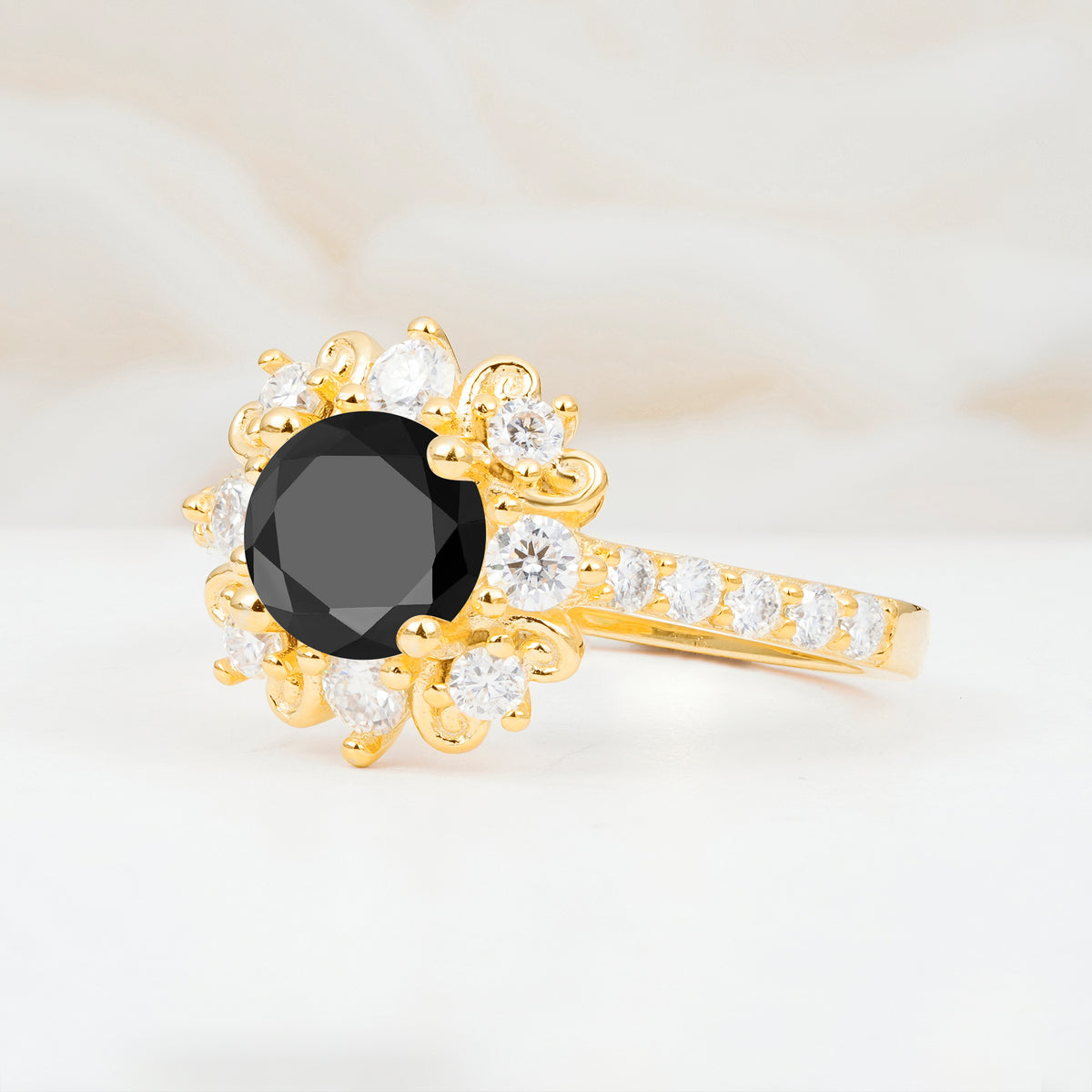 SR12539 Black Onyx Ring - White-Gold