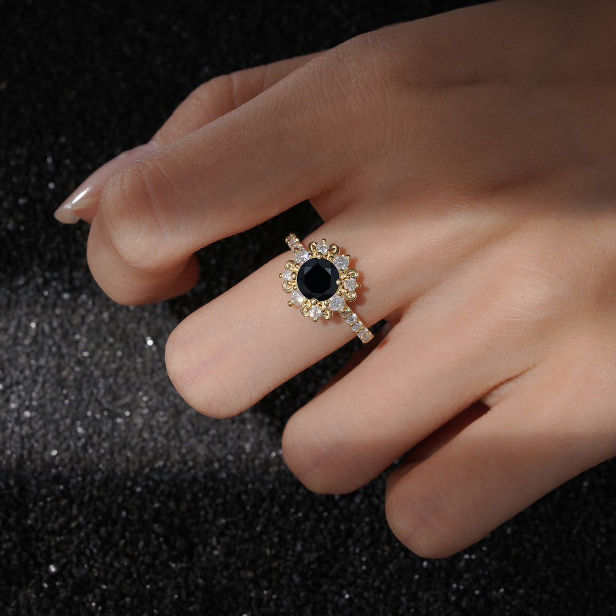 SR12539 Black Onyx Ring - Rose-Gold