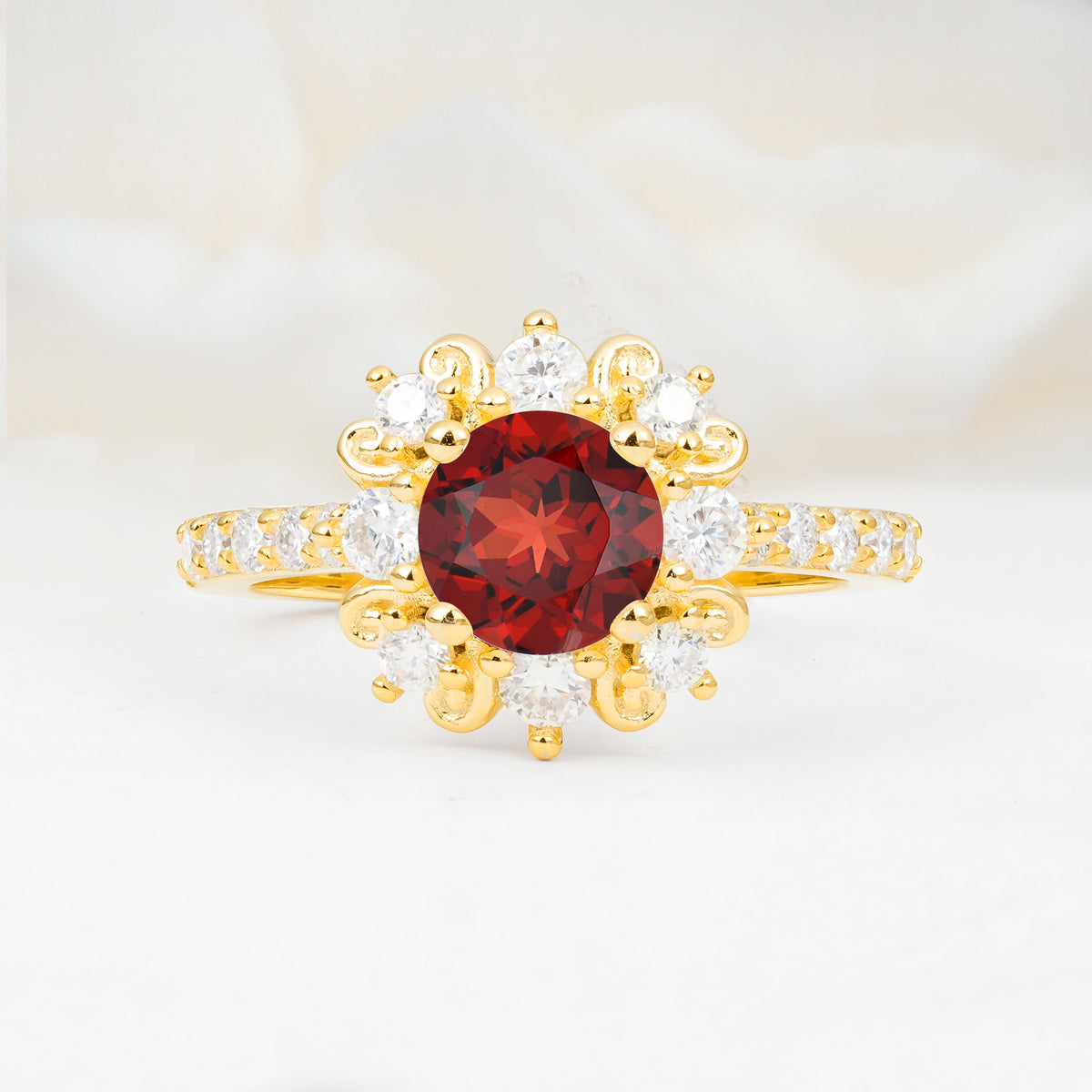 SR12539 Garnet Ring - Yellow-Gold