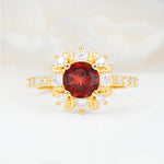 SR12539 Garnet Ring - Yellow-Gold