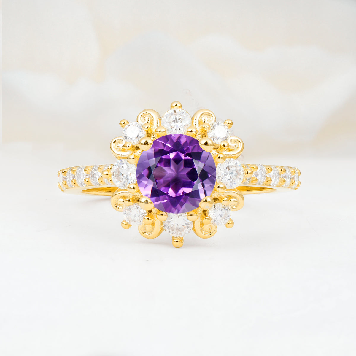 SR12539 Amethyst Ring - Yellow-Gold