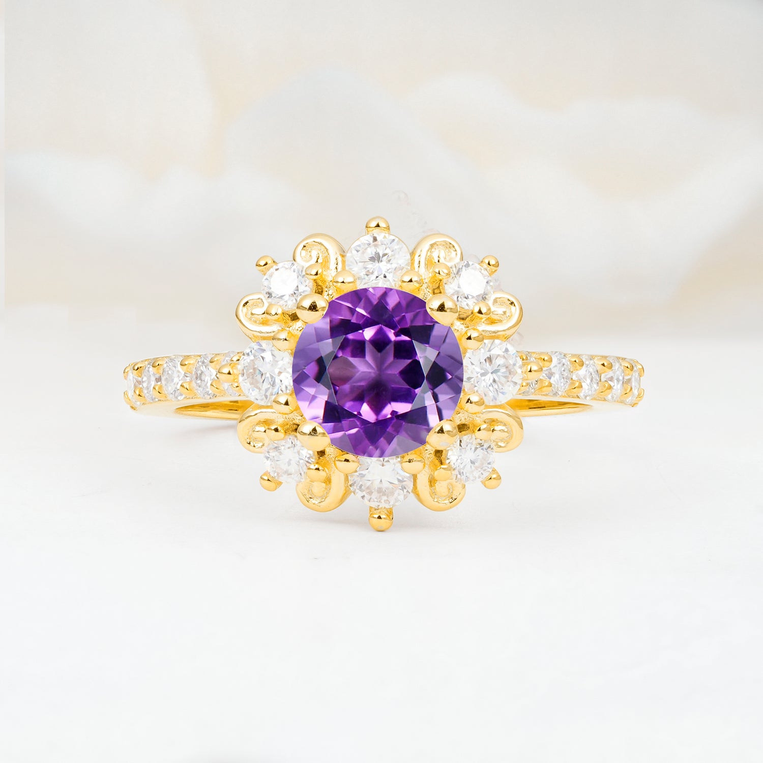 SR12539 Amethyst Ring - Yellow-Gold