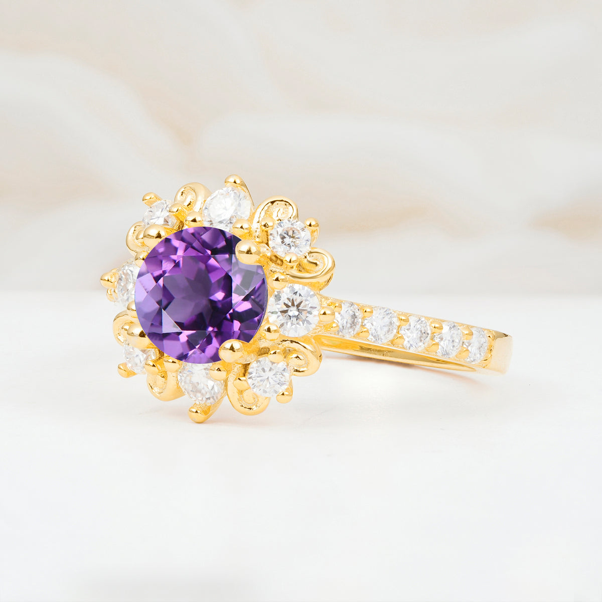 SR12539 Amethyst Ring - White-Gold