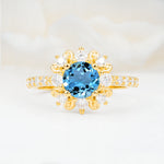 SR12539 Aquamarine Ring - Yellow-Gold