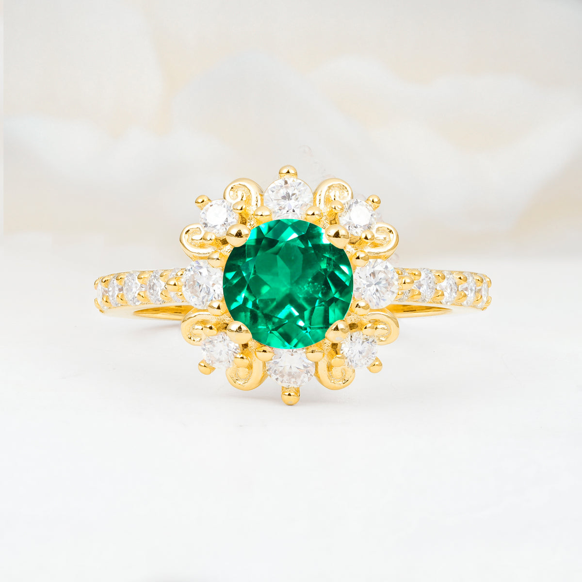 SR12539 Emerald Ring - Yellow-Gold