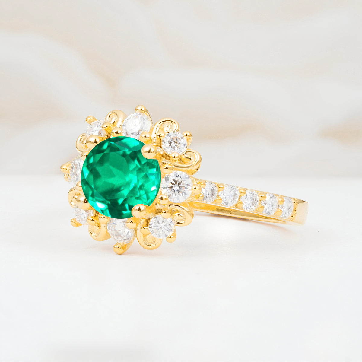 SR12539 Emerald Ring - White-Gold