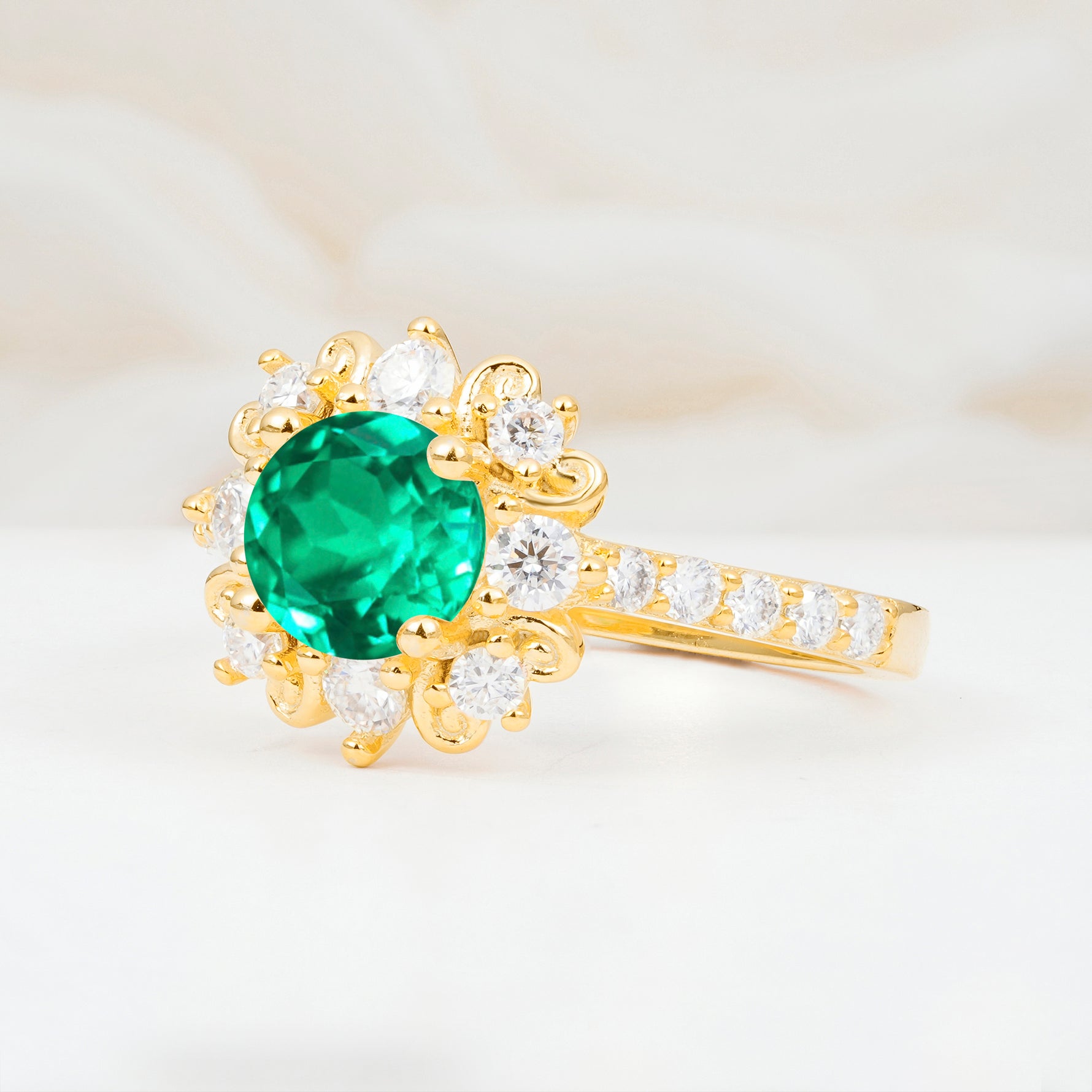 SR12539 Emerald Ring - White-Gold