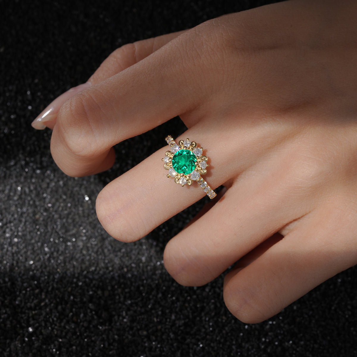 SR12539 Emerald Ring - Rose-Gold