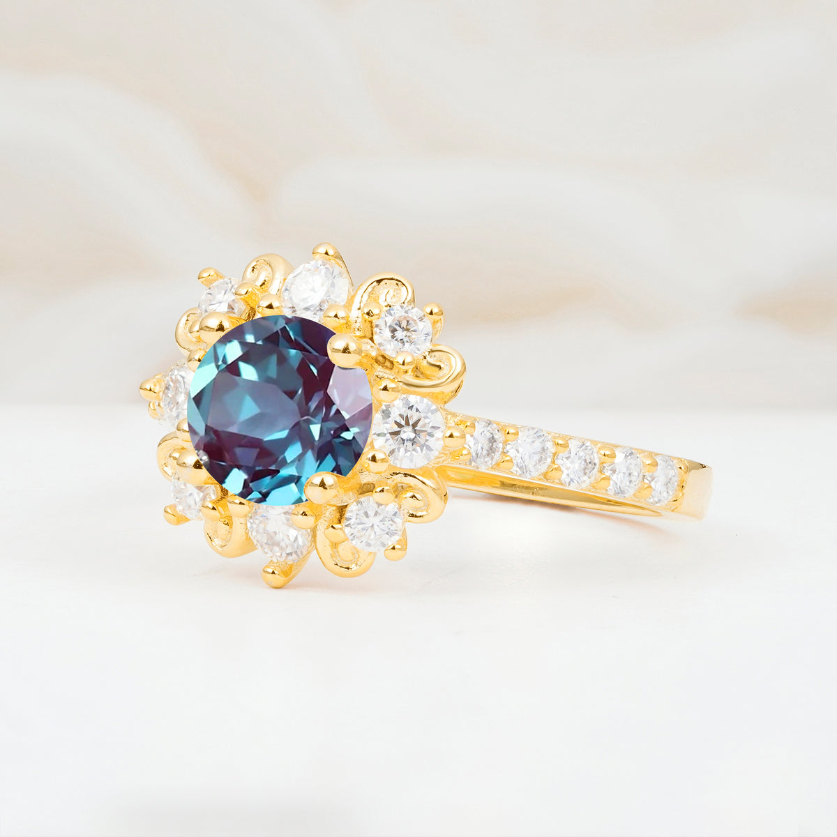 SR12539 Alexandrite Ring - White-Gold
