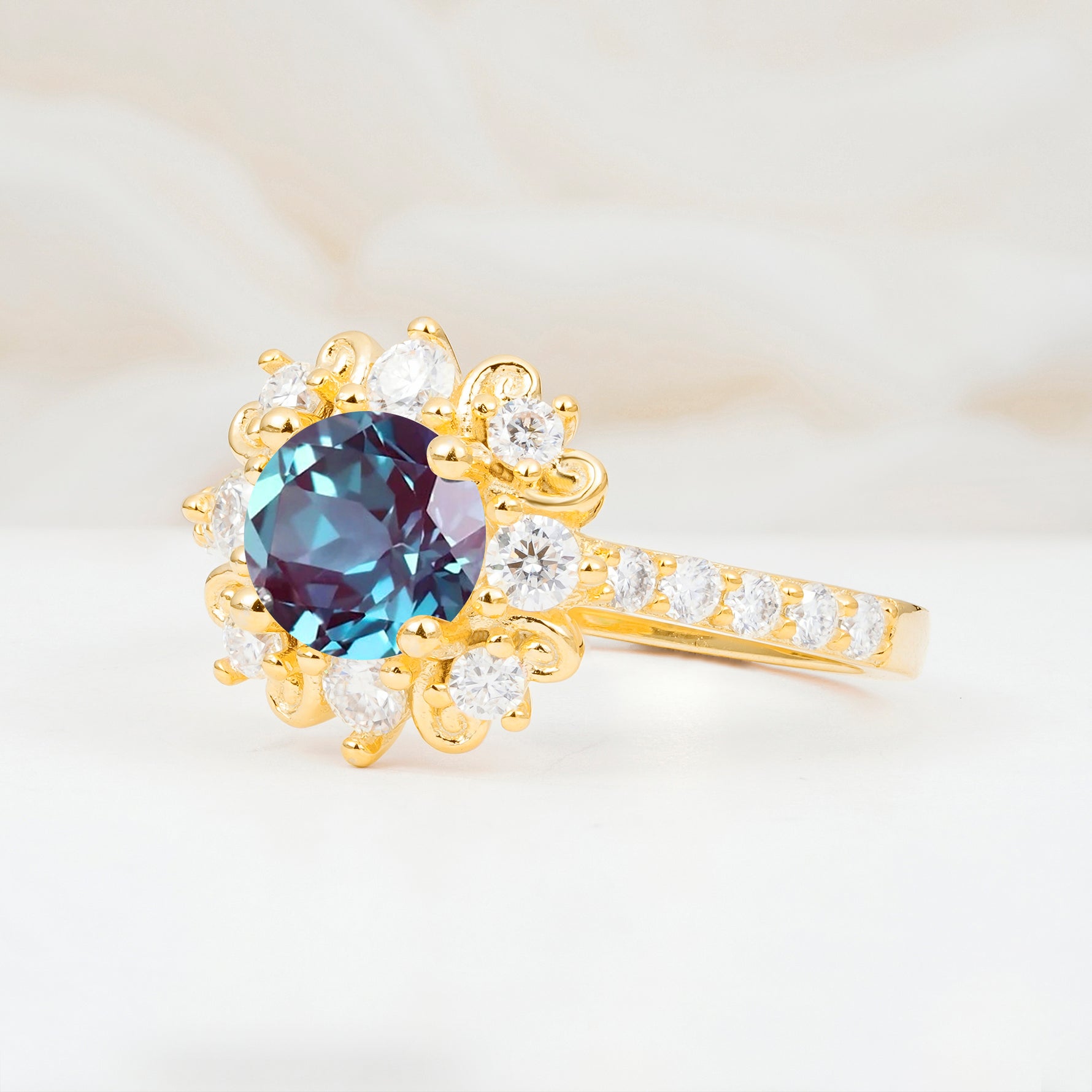 SR12539 Alexandrite Ring - White-Gold