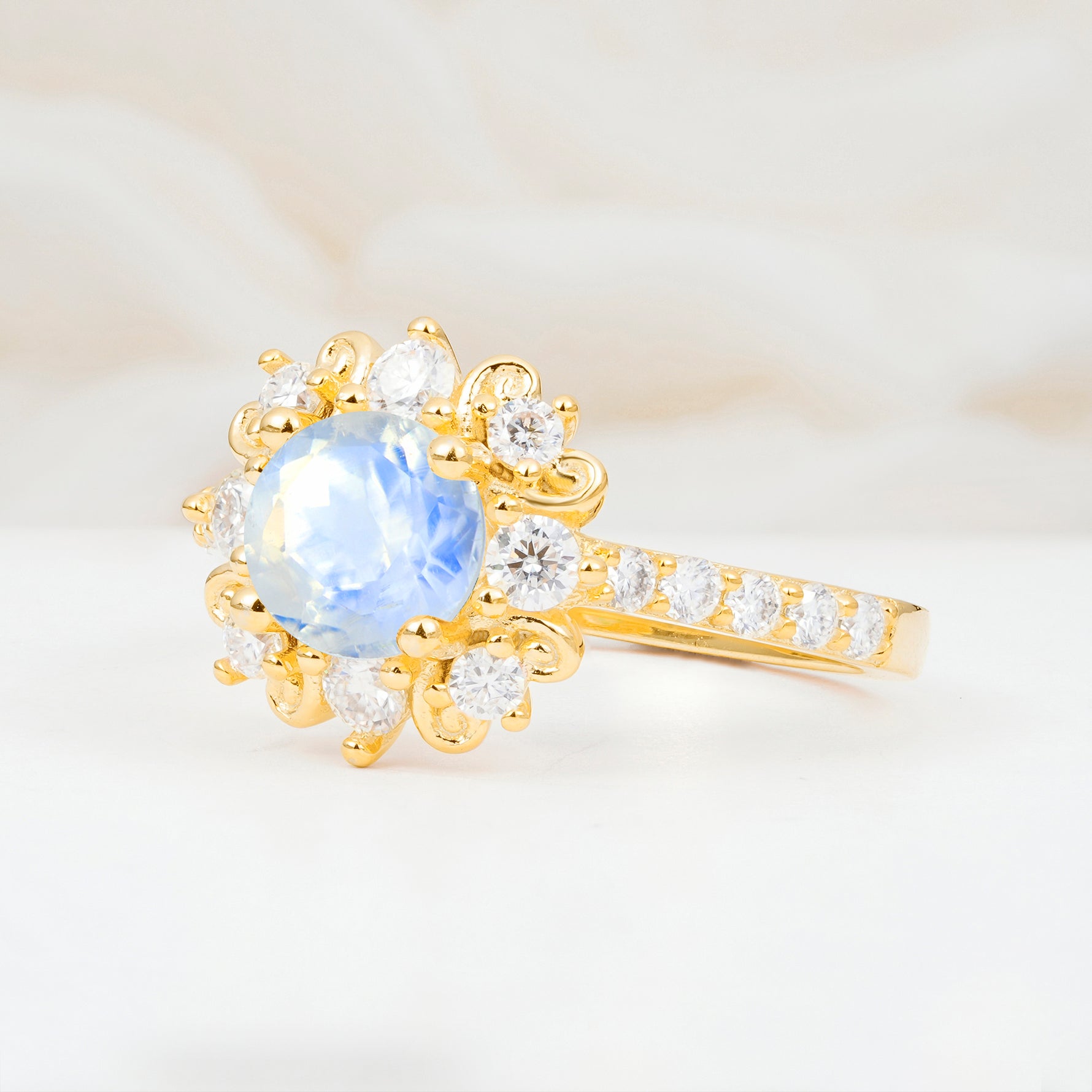 SR12539 Moonstone Ring - White-Gold