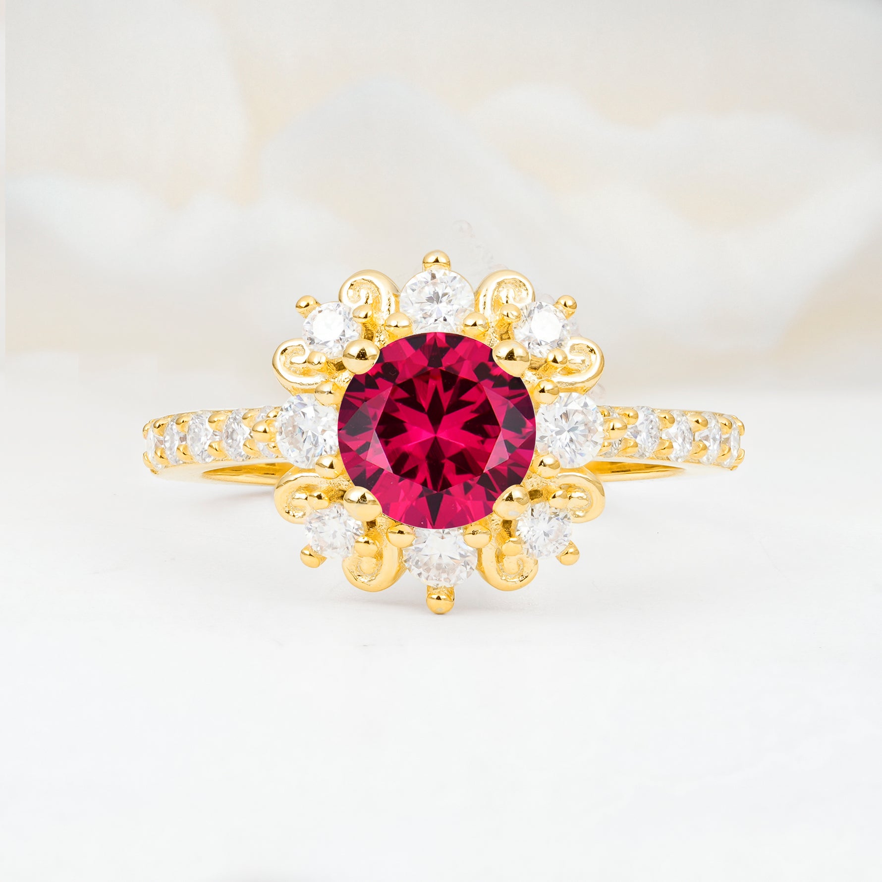 SR12539 Ruby Ring - Yellow-Gold