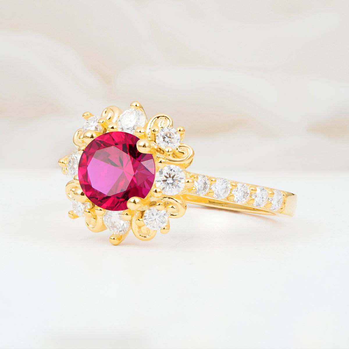 SR12539 Ruby Ring - White-Gold