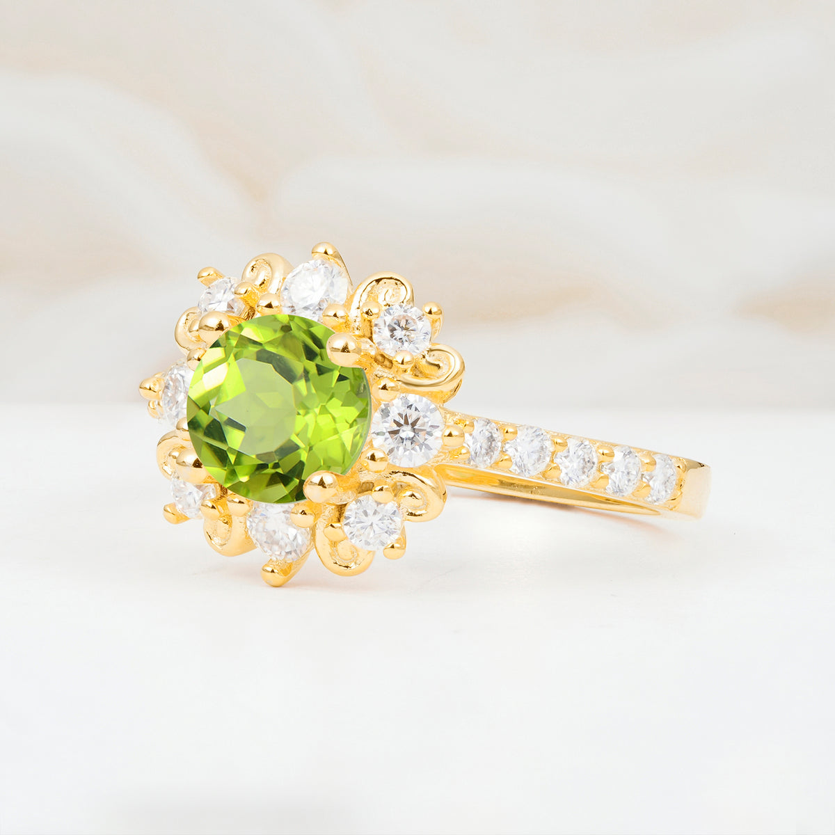 SR12539 Peridot Ring - White-Gold