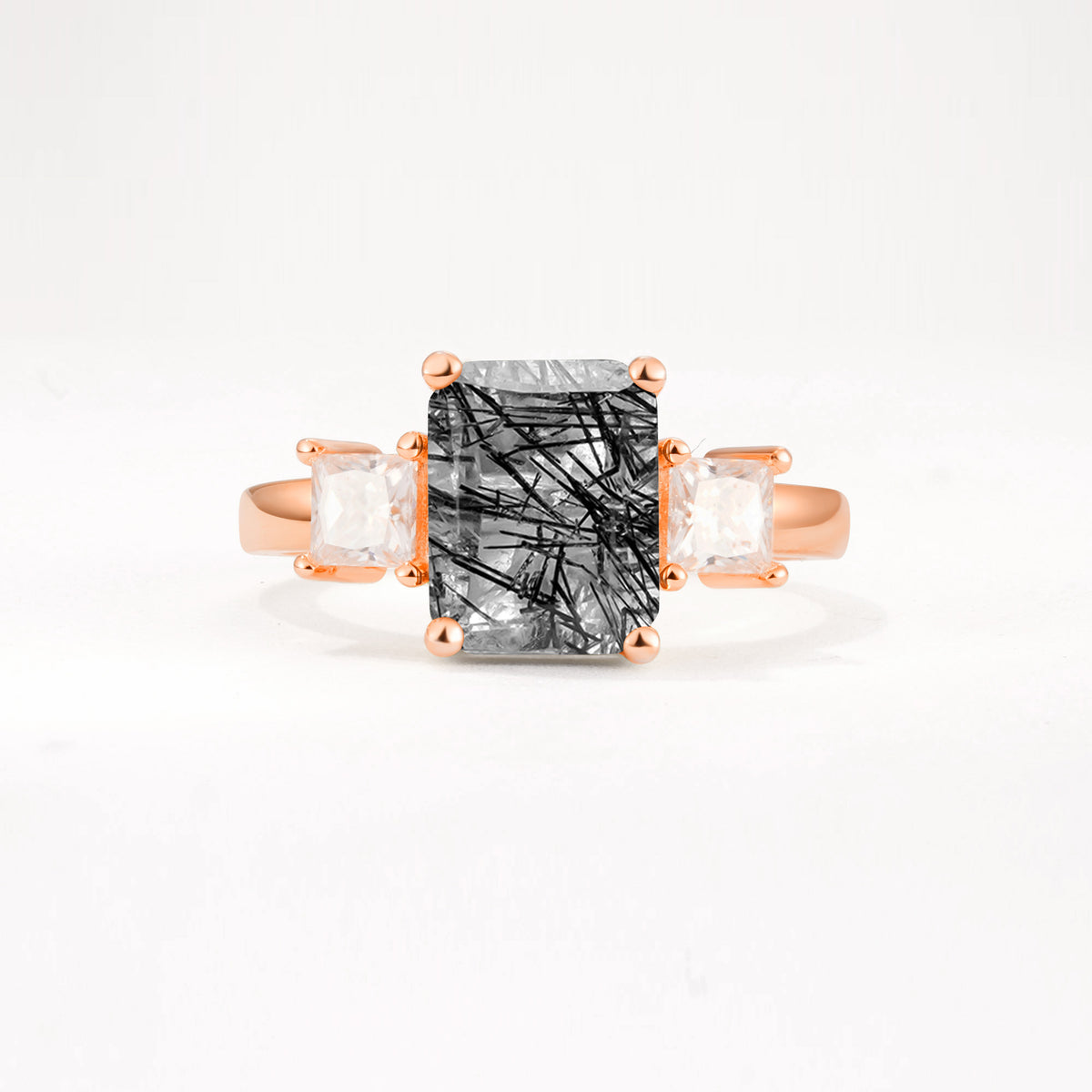 SR12583 Black Rutilated Quartz Ring - Additional view