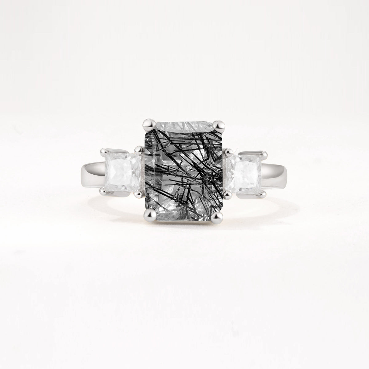 SR12583 Black Rutilated Quartz Ring - Additional view