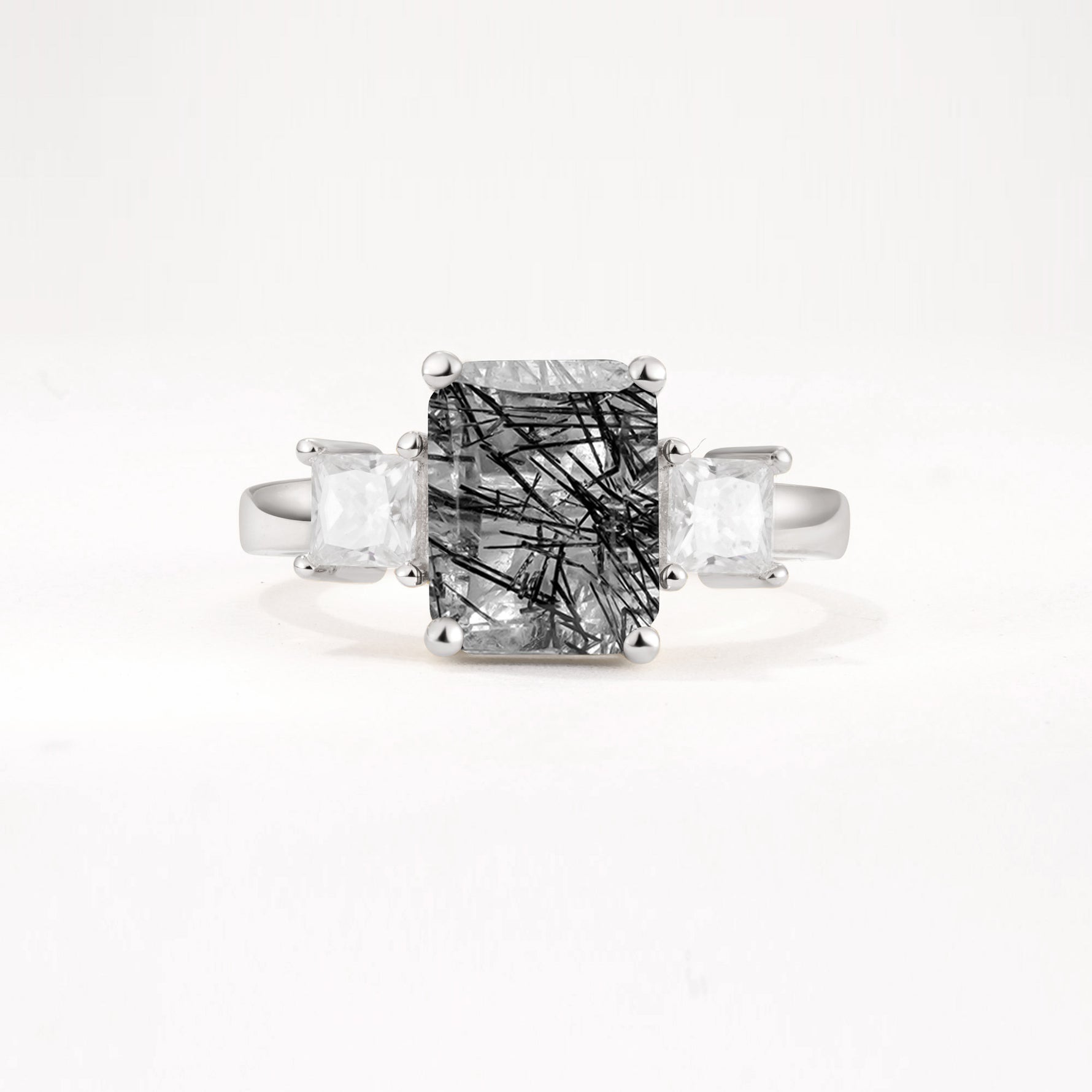 SR12583 Black Rutilated Quartz Ring - Additional view