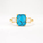 SR12583 Turquoise Ring - Yellow-Gold