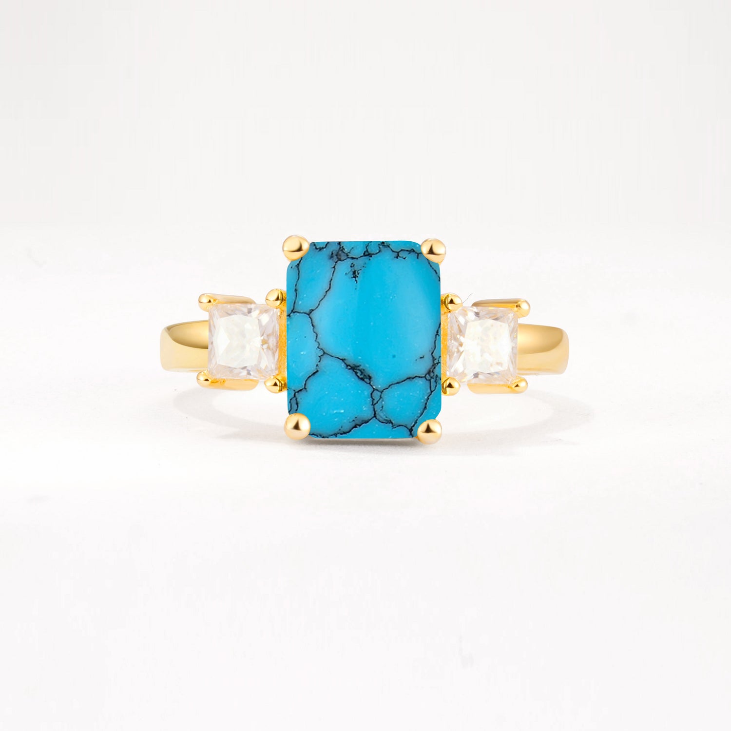 SR12583 Turquoise Ring - Yellow-Gold