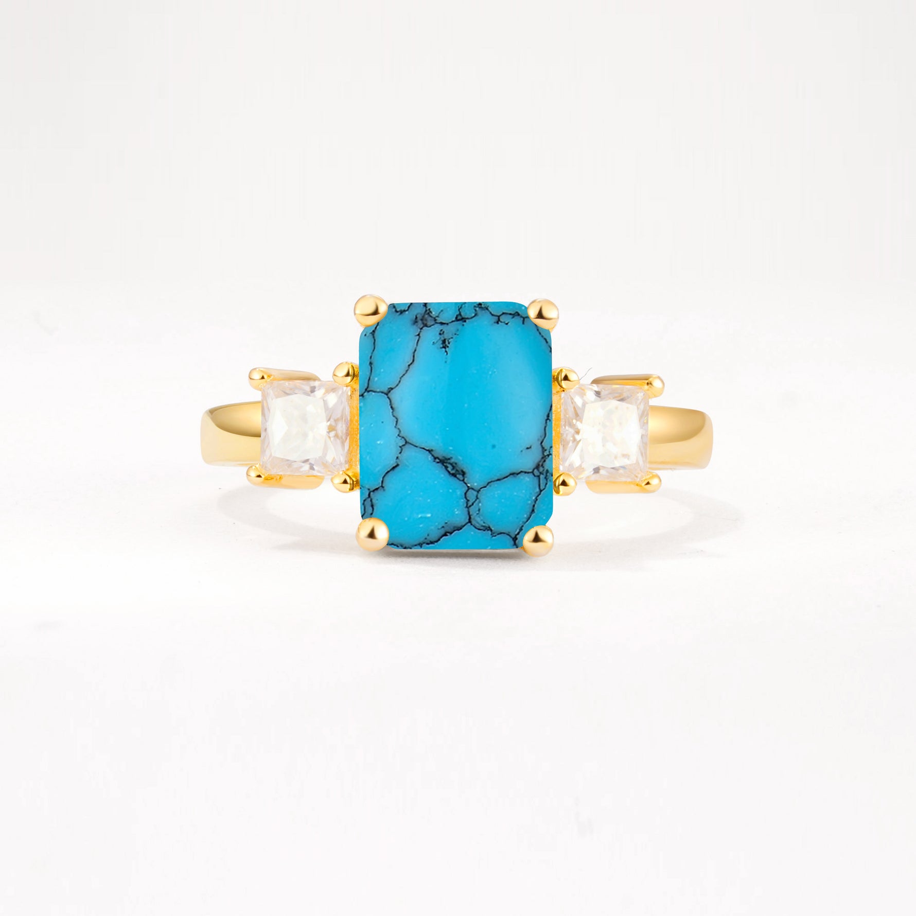 SR12583 Turquoise Ring - Yellow-Gold