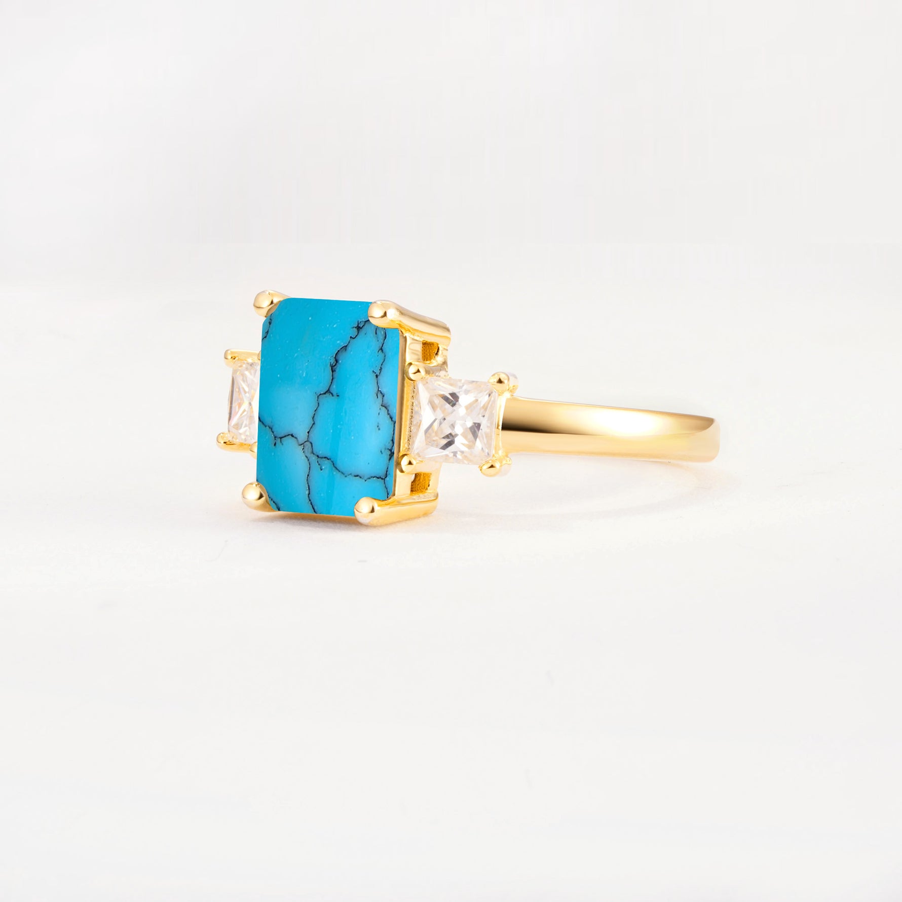 SR12583 Turquoise Ring - White-Gold