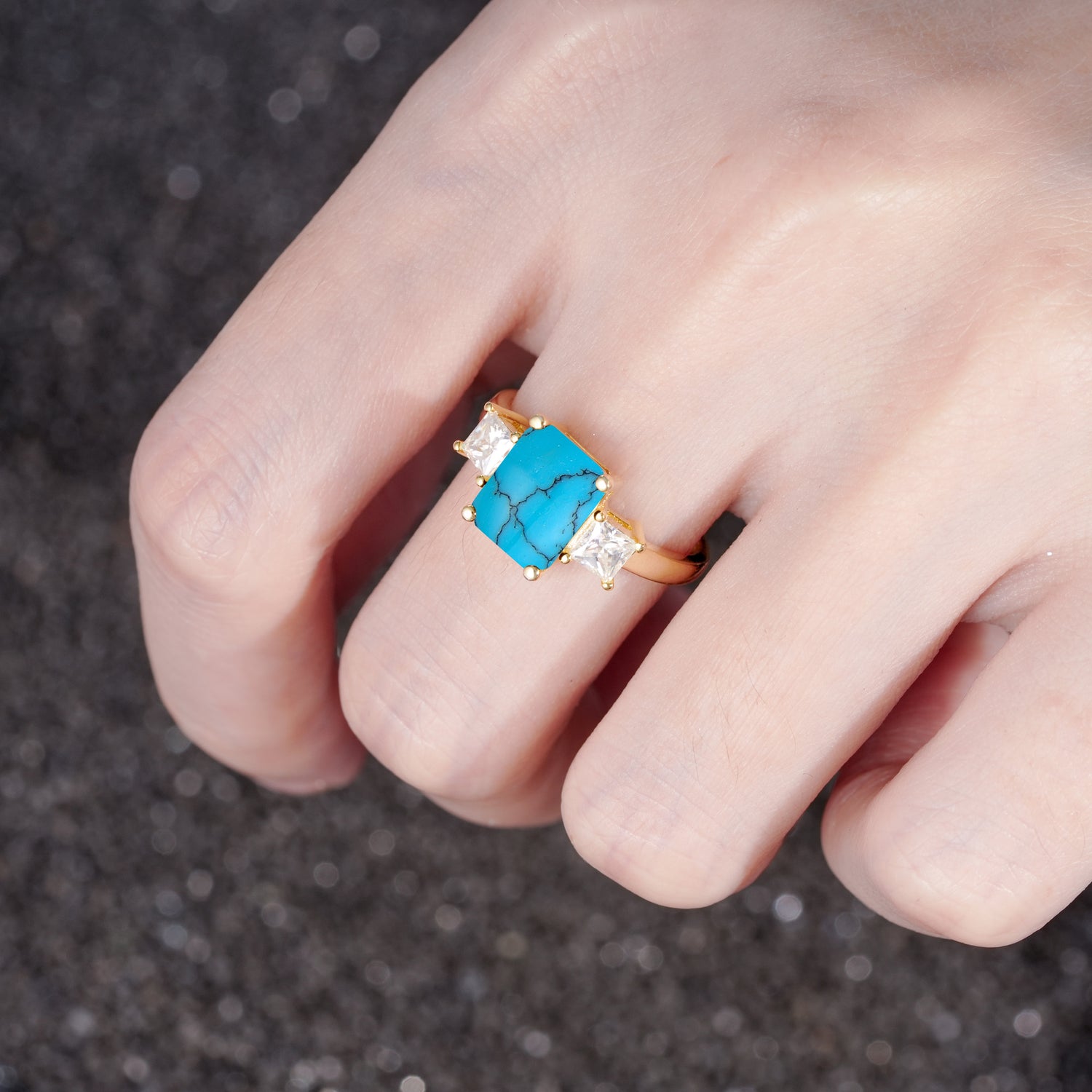 SR12583 Turquoise Ring - Rose-Gold