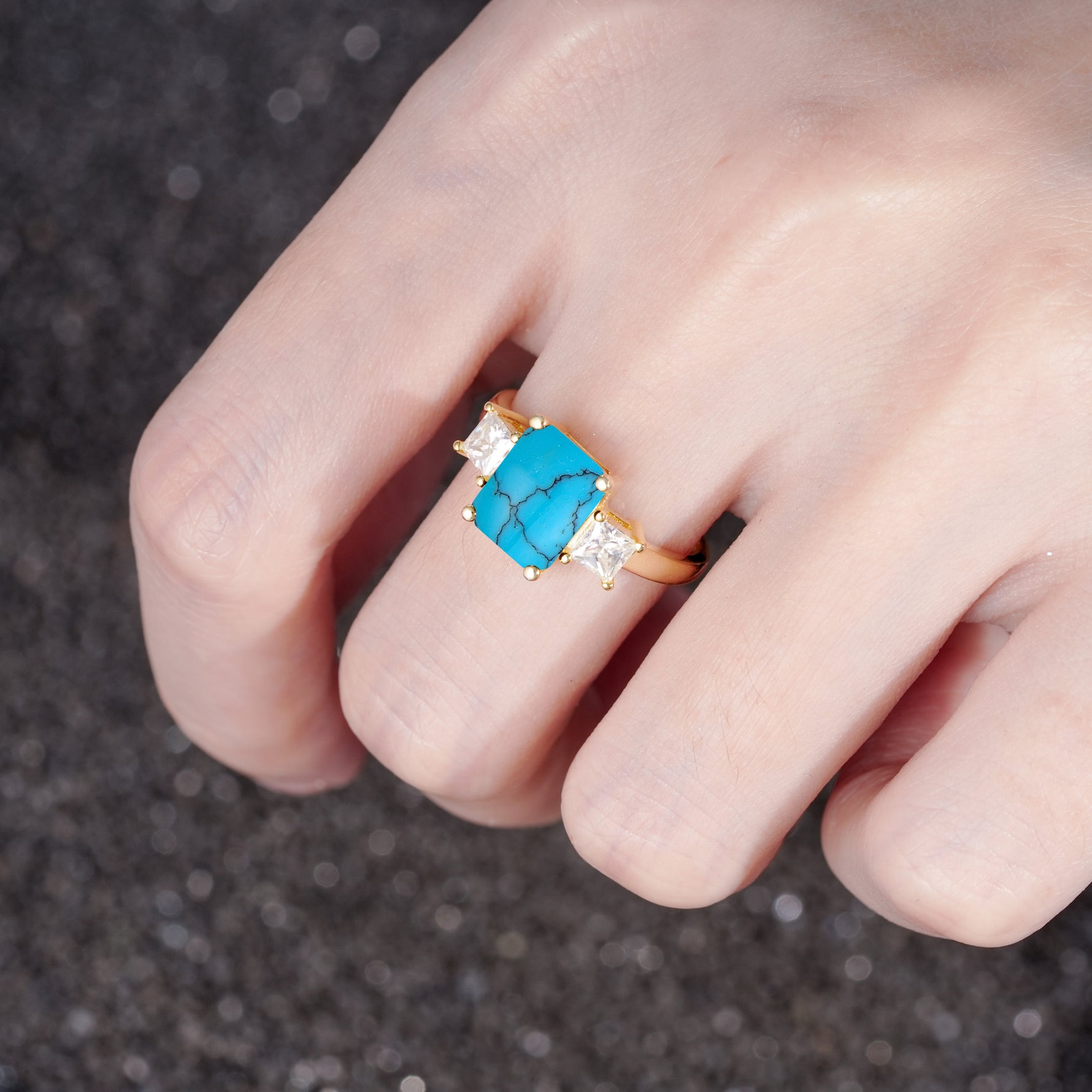 SR12583 Turquoise Ring - Rose-Gold