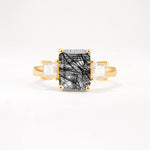 SR12583 Black Rutilated Quartz Ring - Yellow-Gold