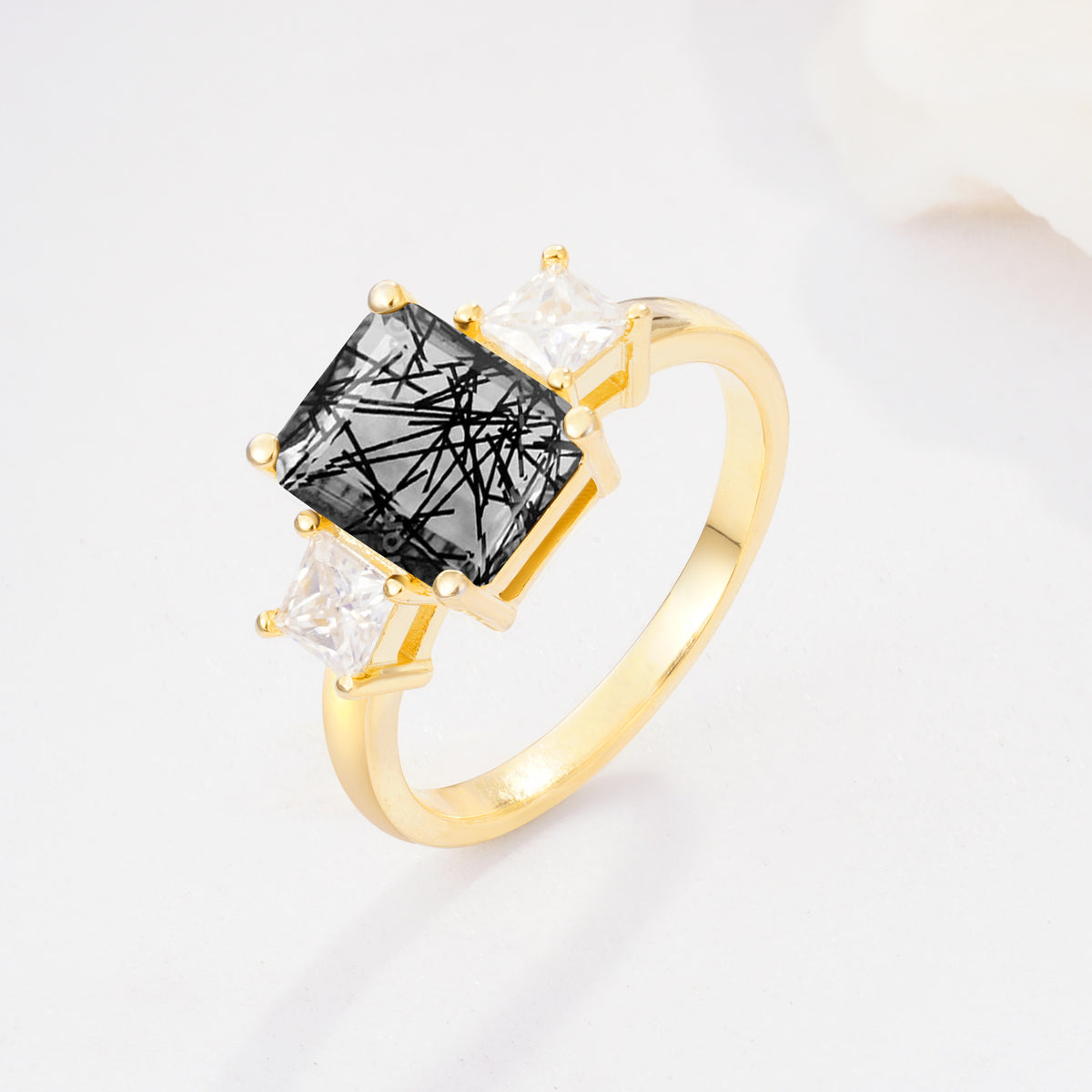 SR12583 Black Rutilated Quartz Ring - Additional view