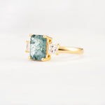 SR12583 Moss Agate Ring - White-Gold
