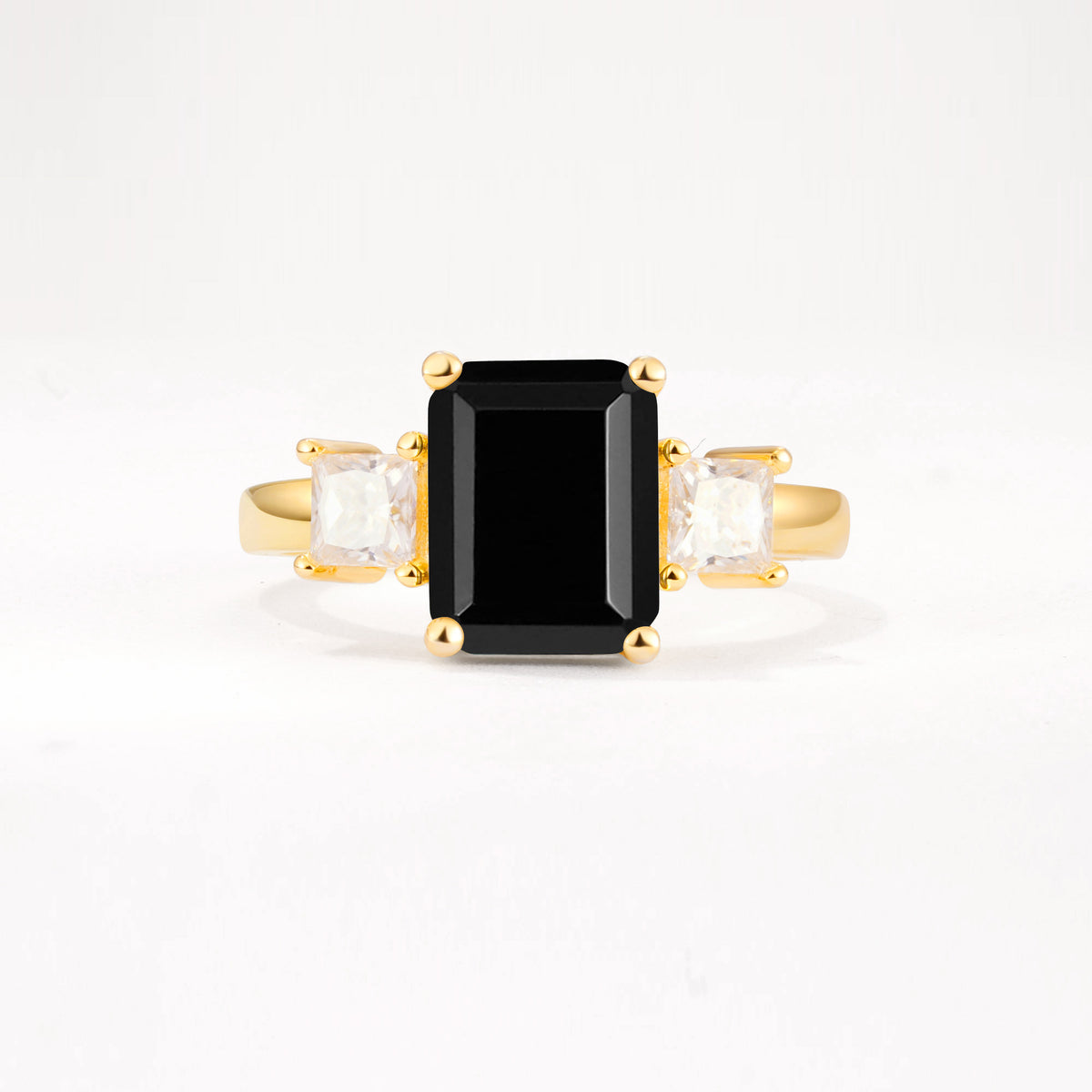 SR12583 Black Onyx Ring - Yellow-Gold