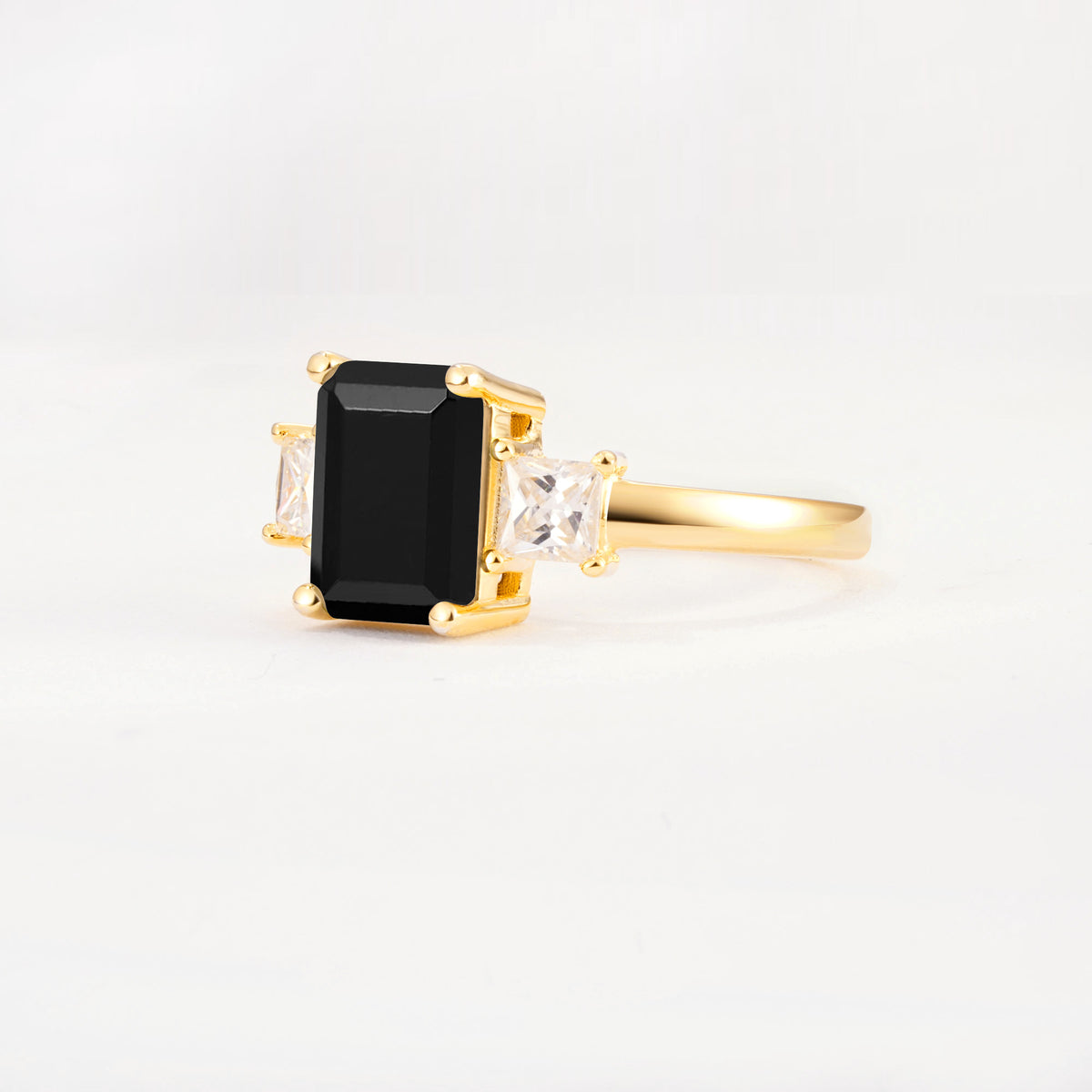 SR12583 Black Onyx Ring - White-Gold