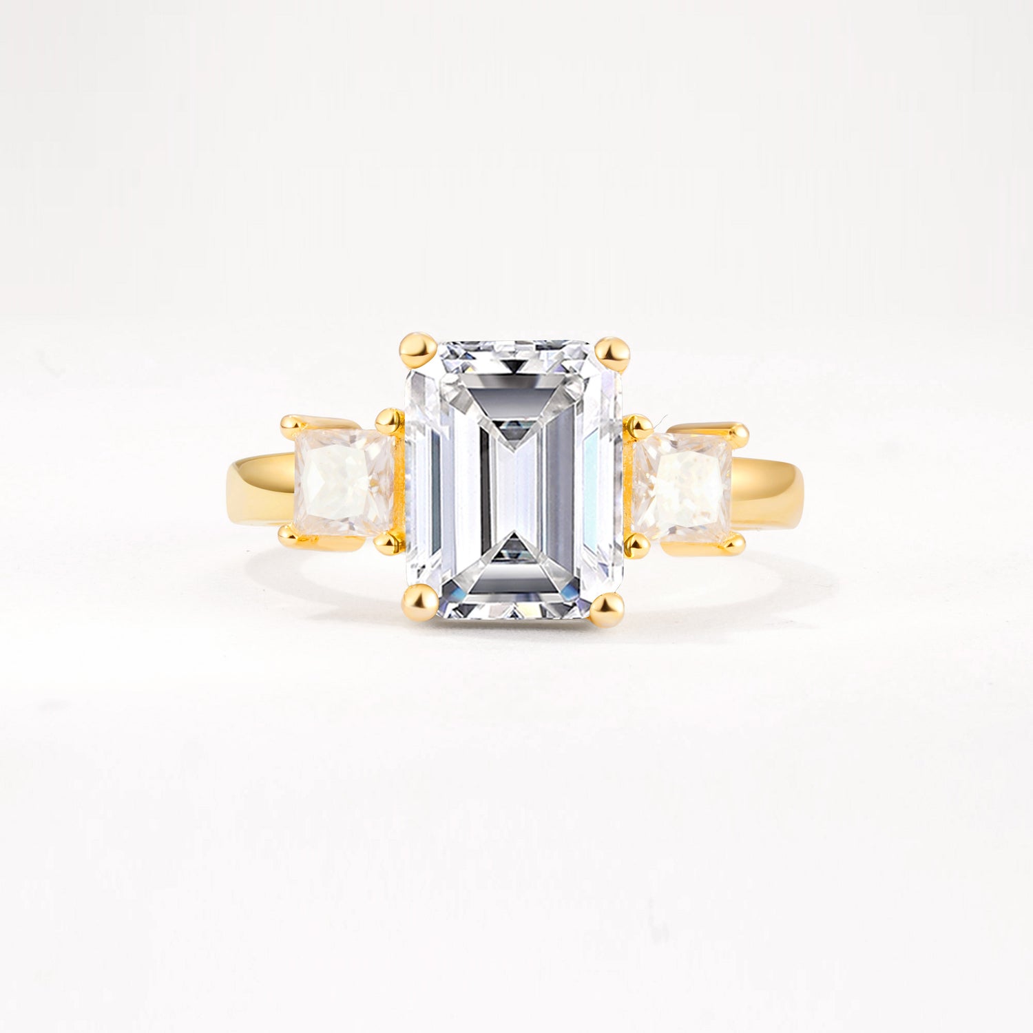 Classic Three-Stone Emerald Cut Lab Diamond Engagement Ring Timeless Bridal Promise Ring for Women