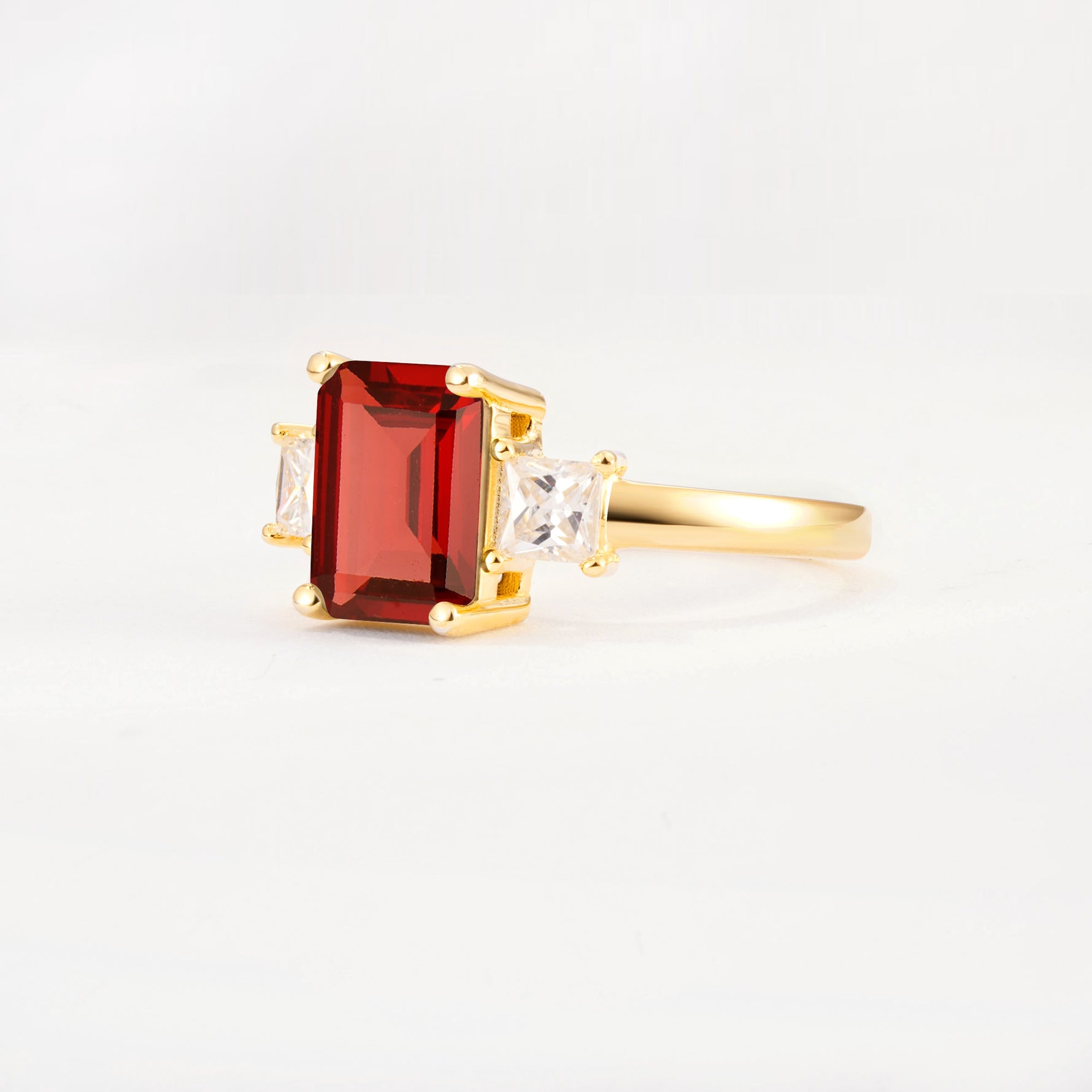 SR12583 Garnet Ring - White-Gold